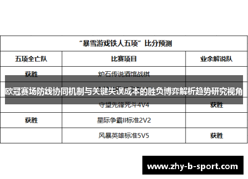 欧冠赛场防线协同机制与关键失误成本的胜负博弈解析趋势研究视角